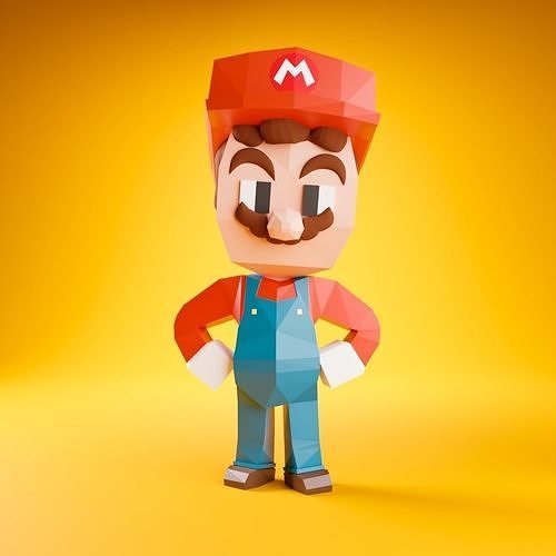 Super Mario Low Poly Rigged 3D Model Low-poly 3D model