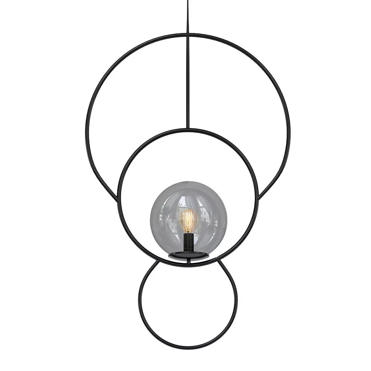 Hanglamp met warte metalen ringen 3D model_0