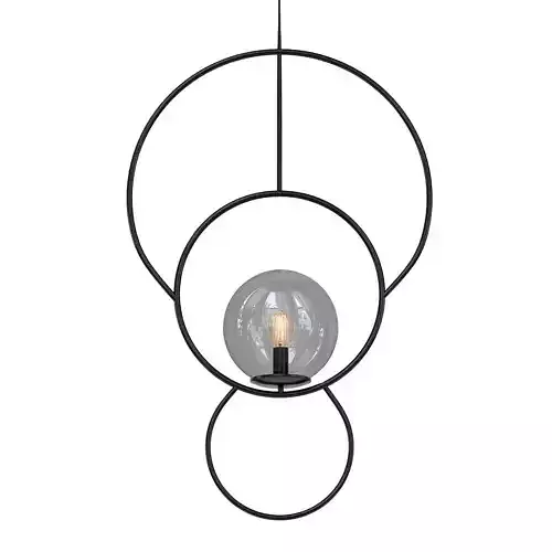 Hanglamp met warte metalen ringen 3D model