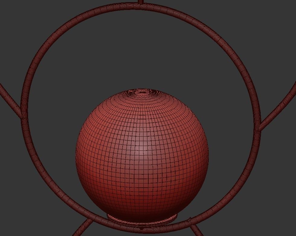 Hanglamp met warte metalen ringen 3D model_3