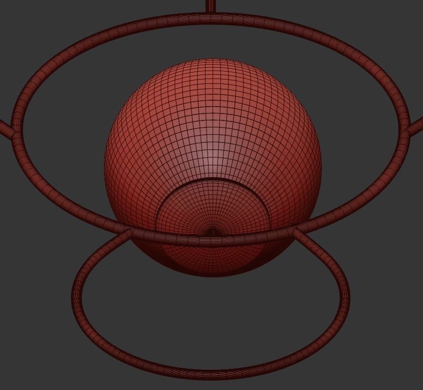 Hanglamp met warte metalen ringen 3D model_1