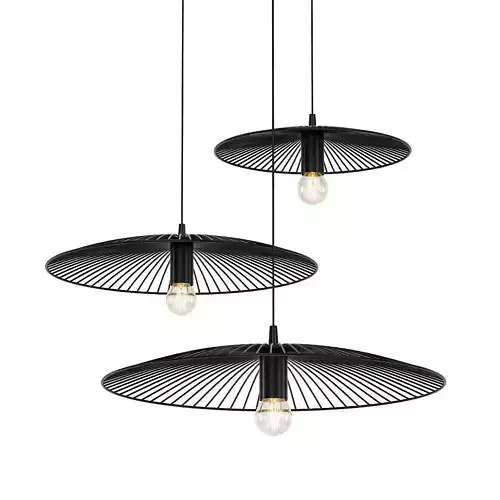 Drievoudige hanglamp van zwarte 3D model