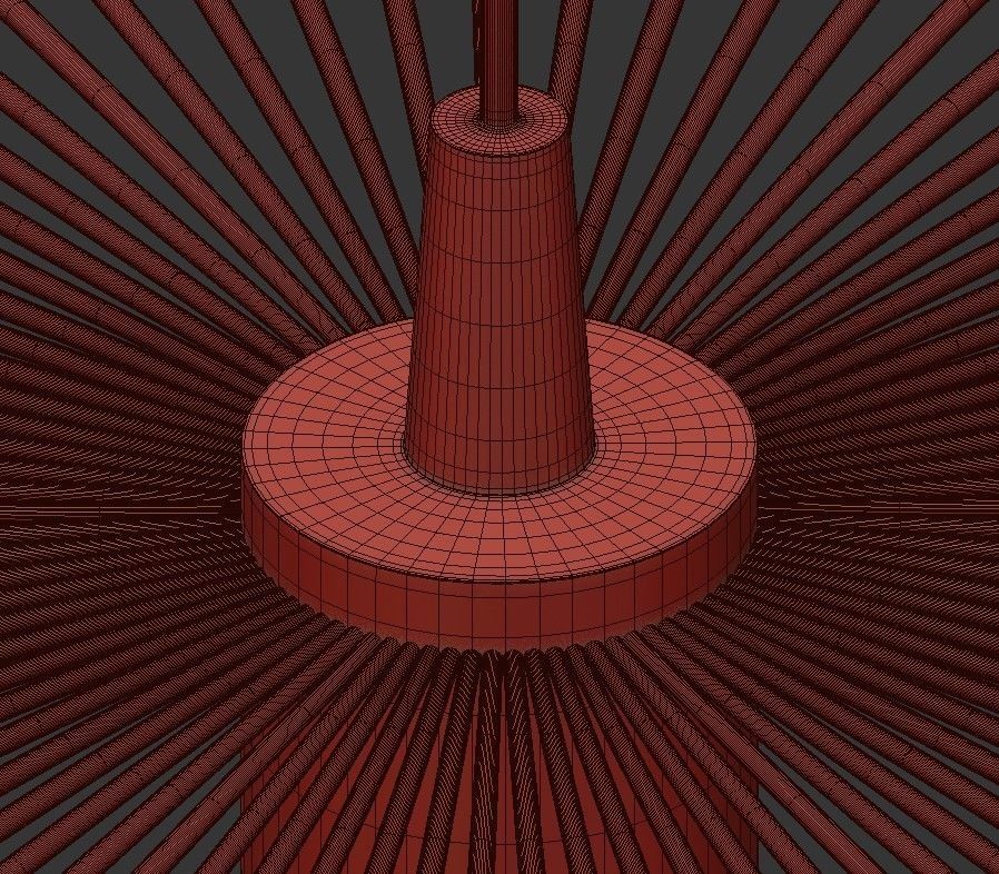 Drievoudige hanglamp van zwarte 3D model_3