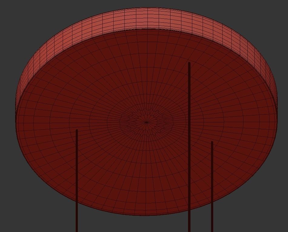 Drievoudige hanglamp van zwarte 3D model_2