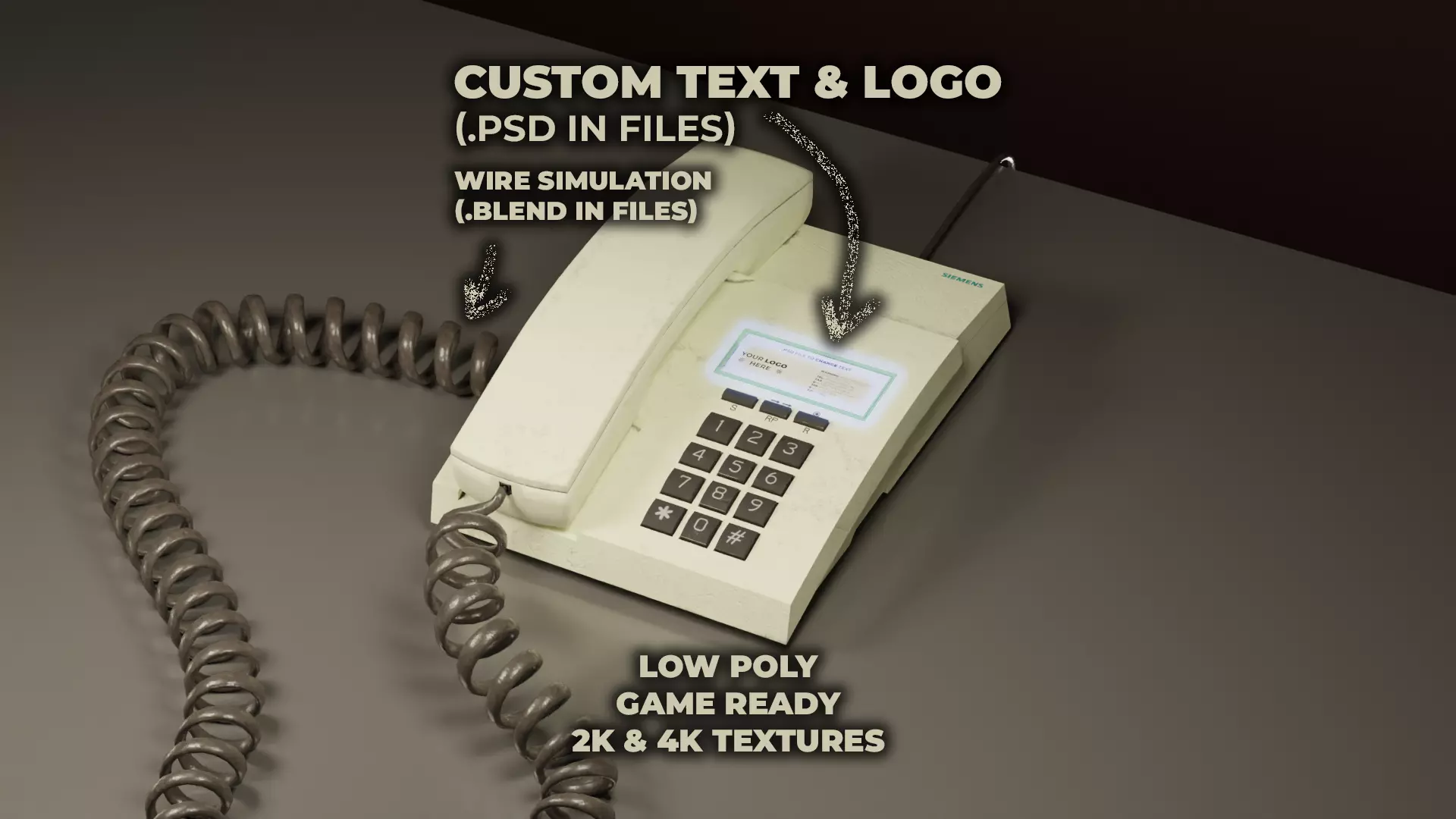 Siemens Telephone Low-poly 3D model