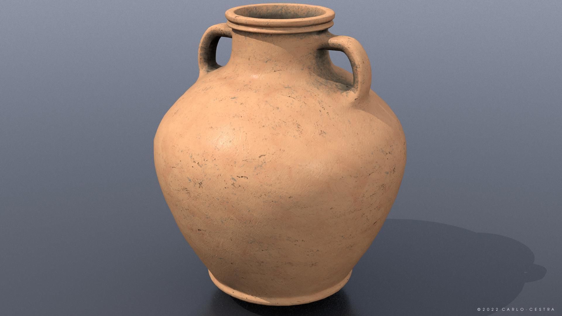 Flat bottom type Amphora Low-poly 3D model_2