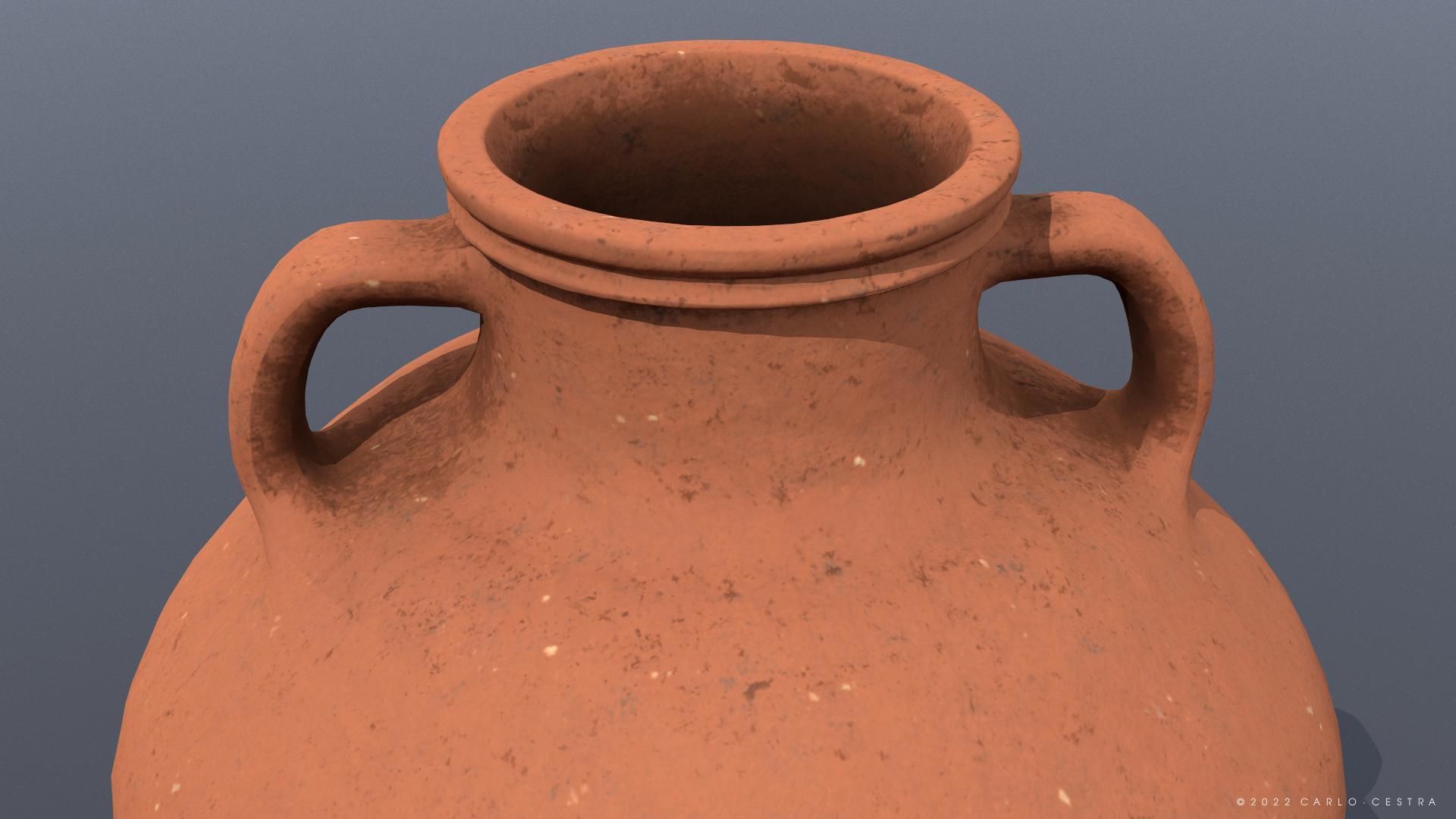 Flat bottom type Amphora Low-poly 3D model_5