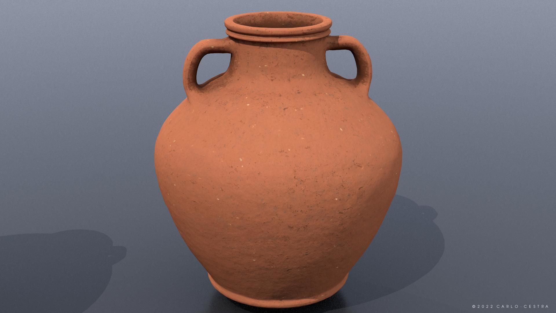 Flat bottom type Amphora Low-poly 3D model_4
