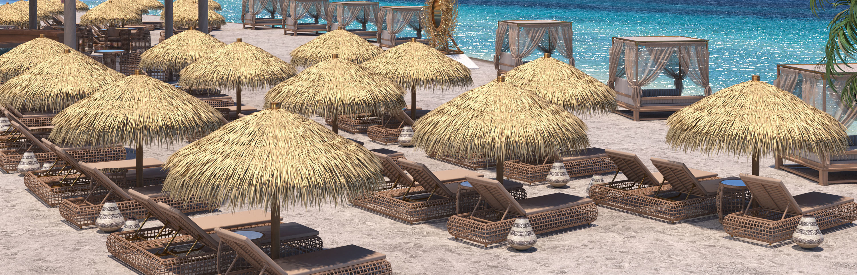 GoldenSand Beach Club Restaurant Bar exterior render ready scene 3D model_5