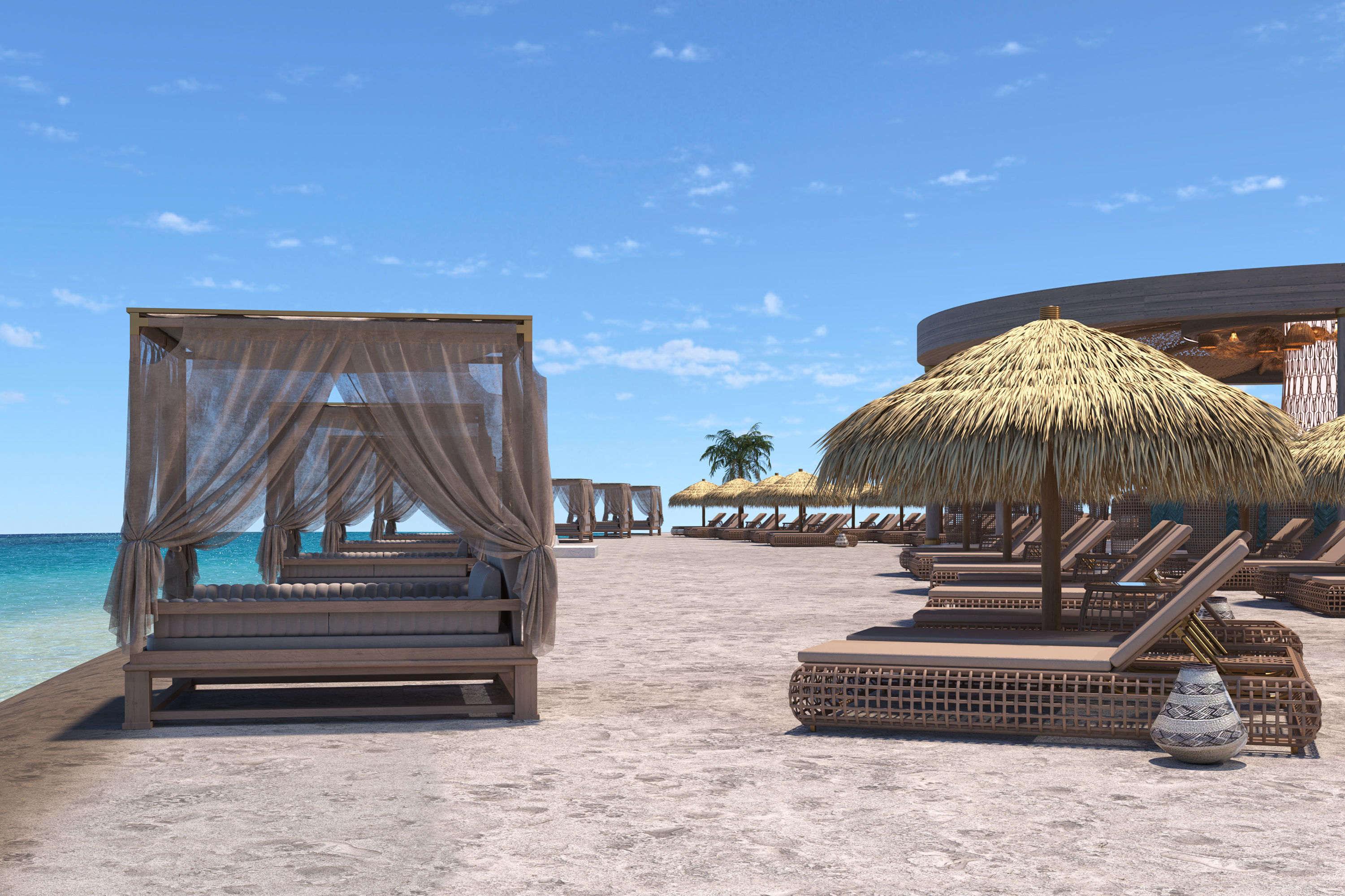 GoldenSand Beach Club Restaurant Bar exterior render ready scene 3D model_10