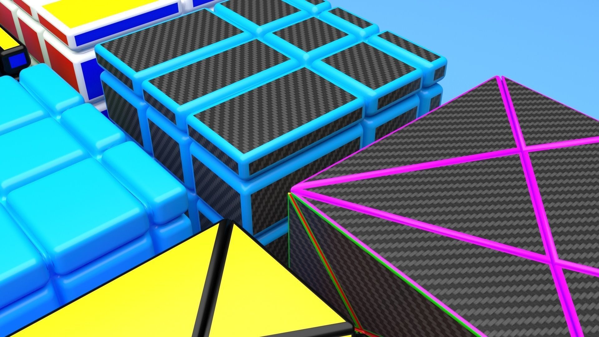 Rubiks Cube Set 3D model_41