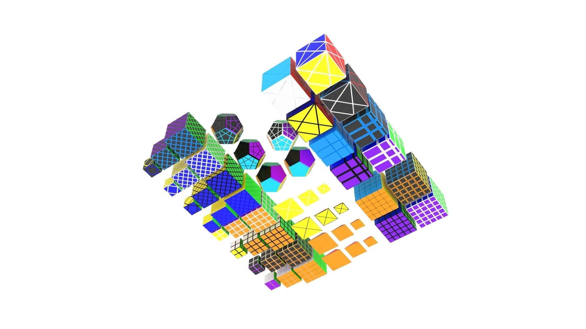 Rubiks Cube Set 3D model_6