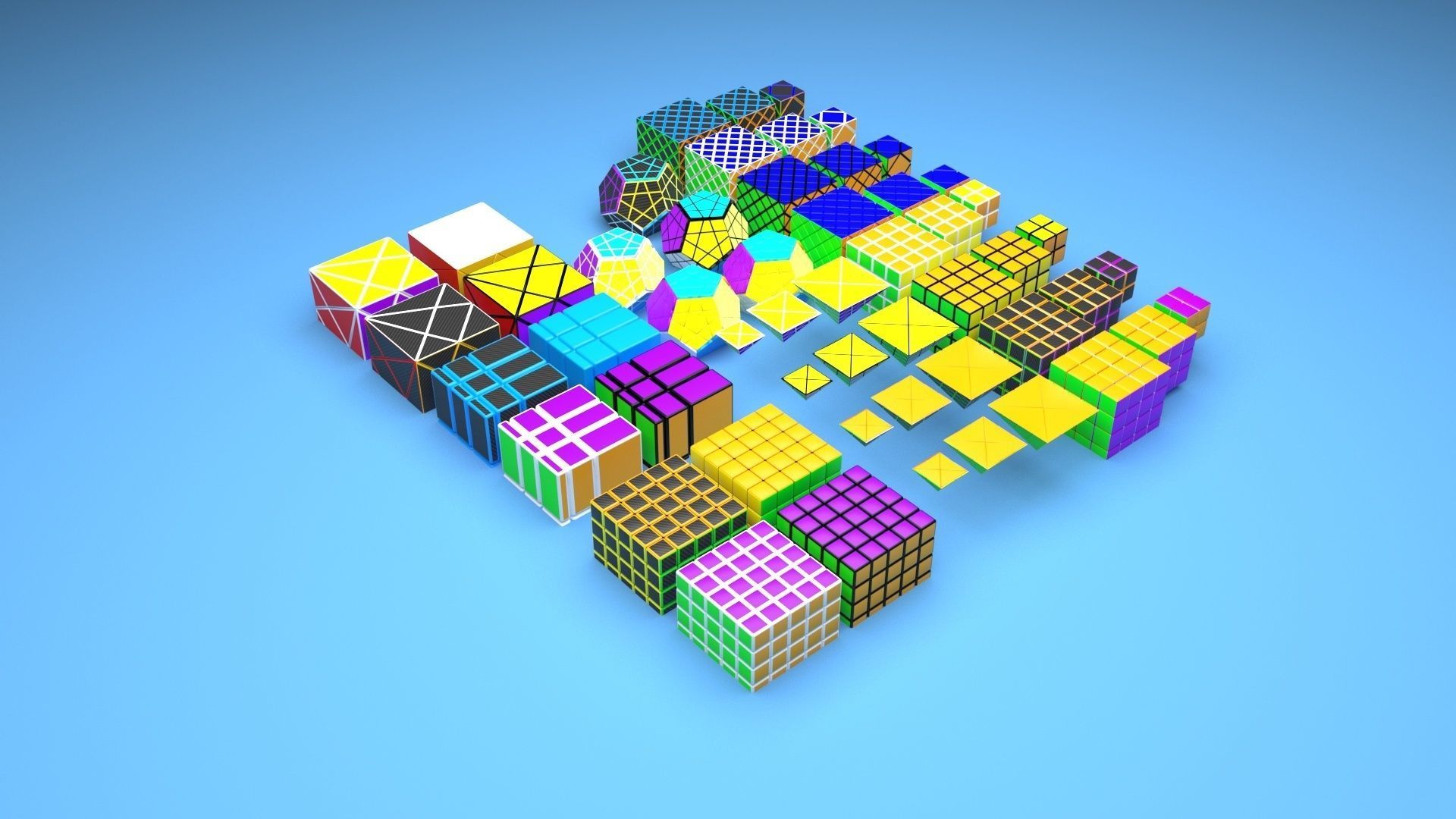 Rubiks Cube Set 3D model_38