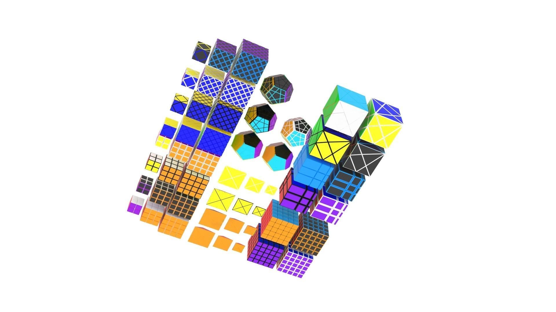 Rubiks Cube Set 3D model_5