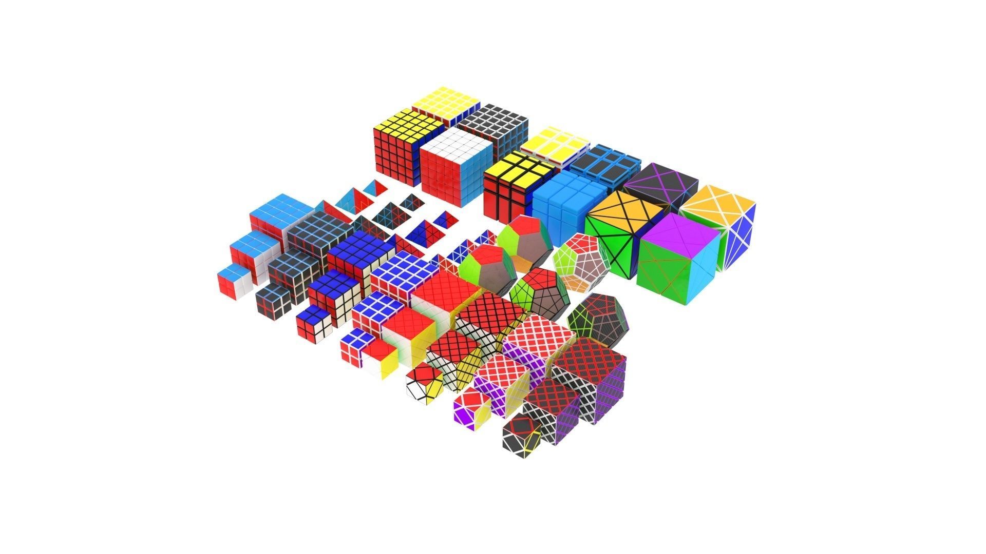 Rubiks Cube Set 3D model_4