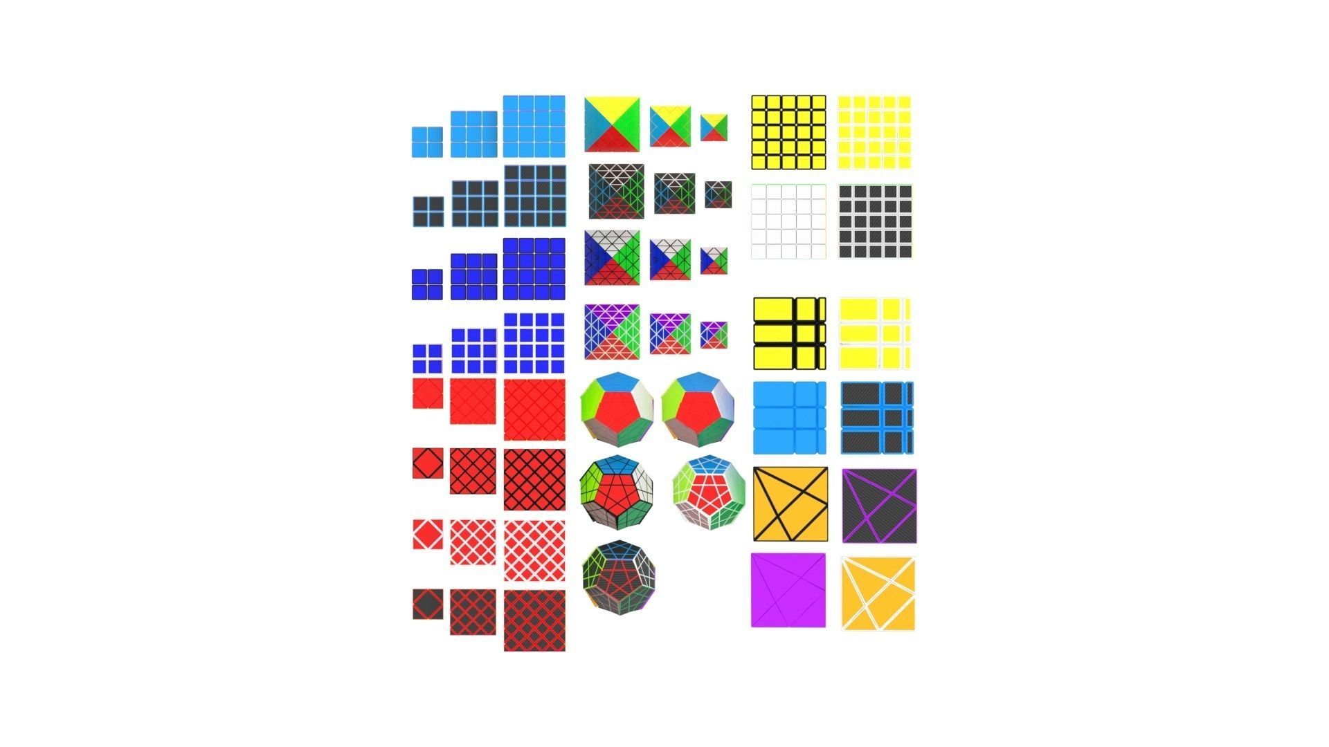 Rubiks Cube Set 3D model_19