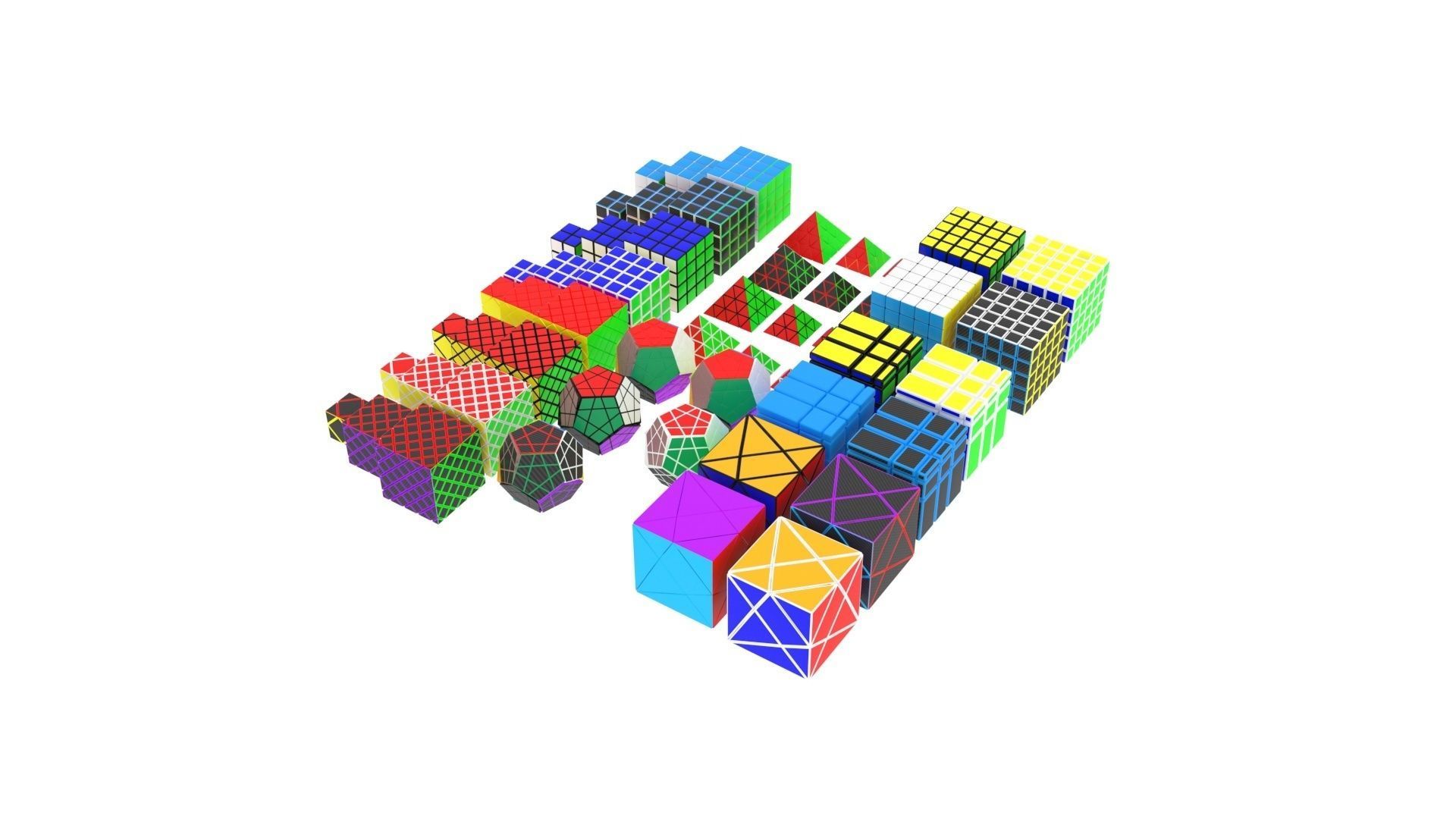 Rubiks Cube Set 3D model_3