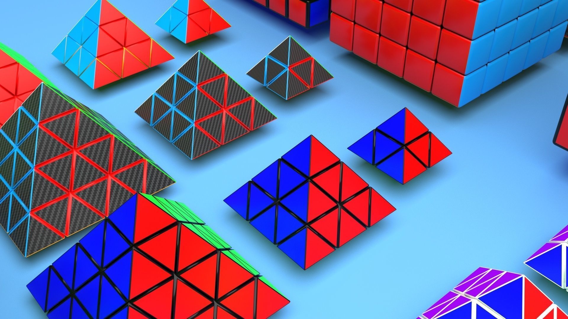 Rubiks Cube Set 3D model_45