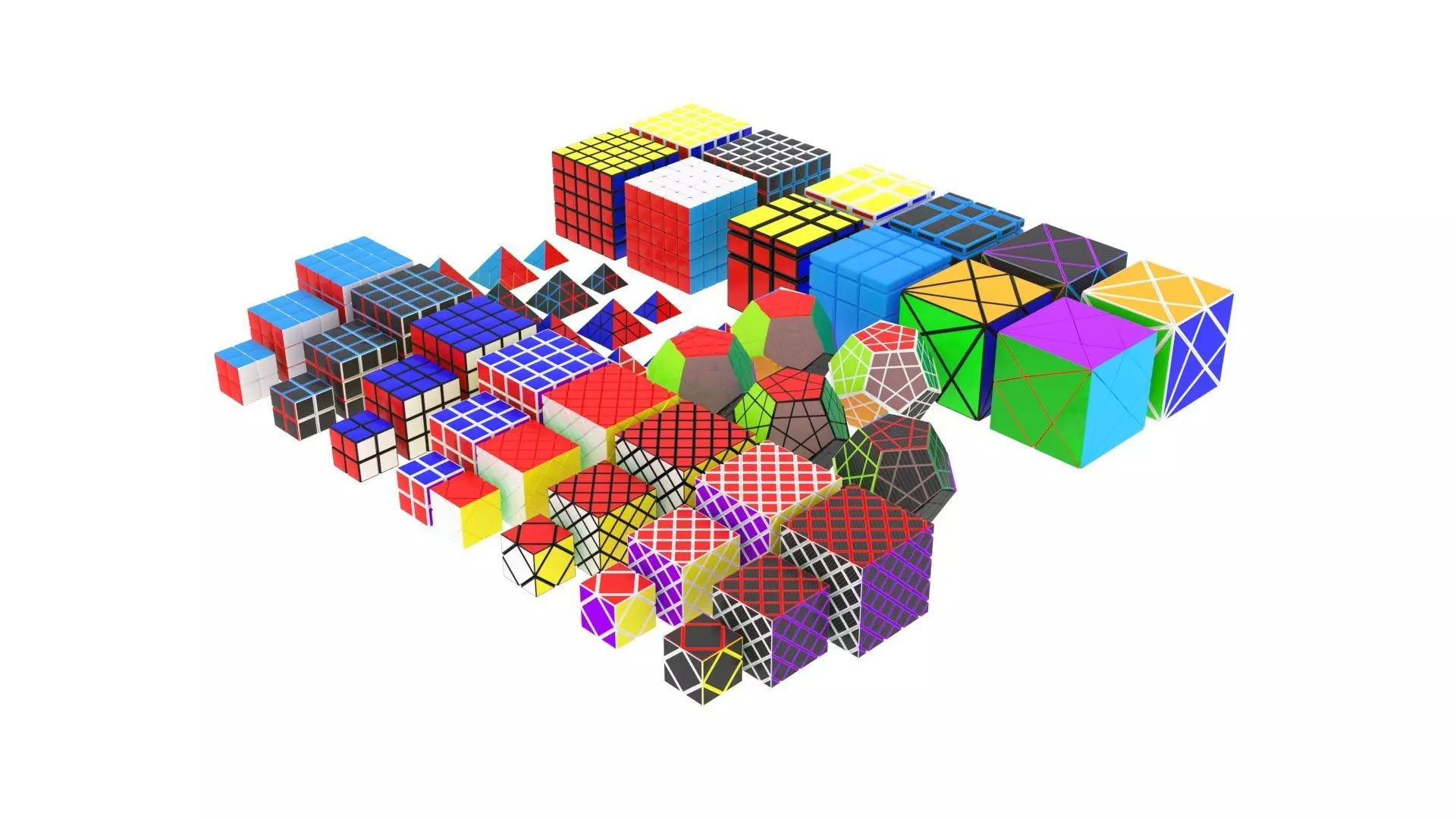 Rubiks Cube Set 3D model_0