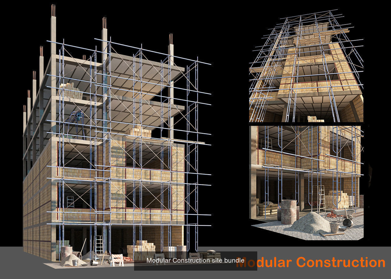 Modular construction site 3D Model Collection_1