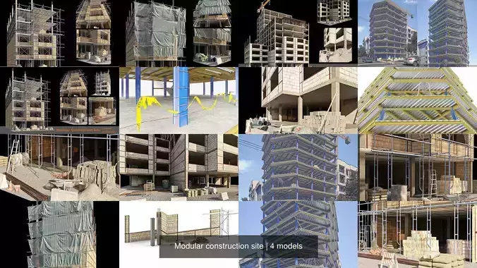 Modular construction site 3D Model Collection