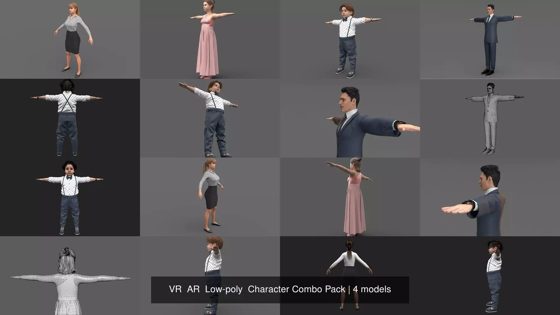 VR AR Low-poly Character Combo Pack 3D Model Collection_2