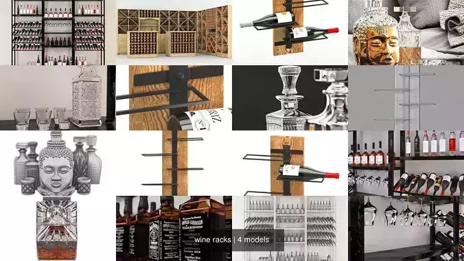 wine racks 3D Model Collection