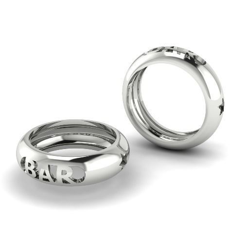 Ring with a star and the inscription BAR Model 1883 3D print model_1