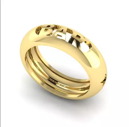 Ring with a star and the inscription BAR Model 1883 3D print model_0