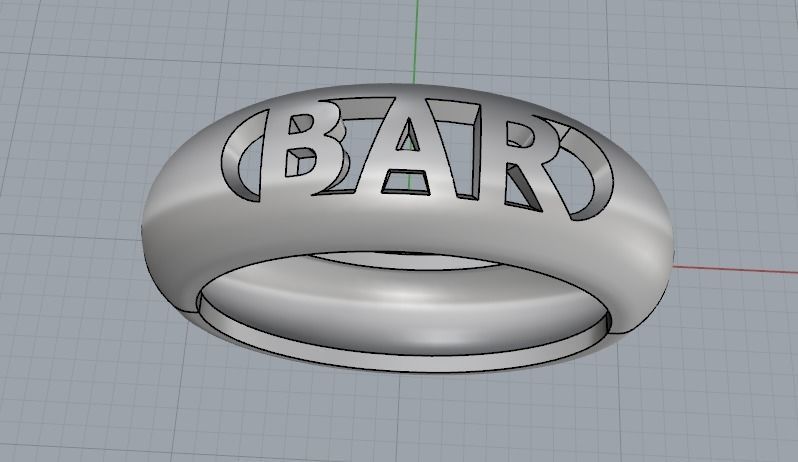 Ring with a star and the inscription BAR Model 1883 3D print model_2