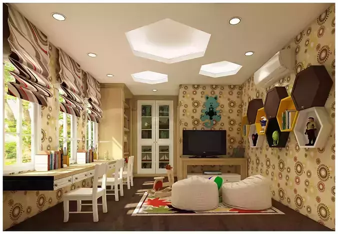 kids homework room 3D model