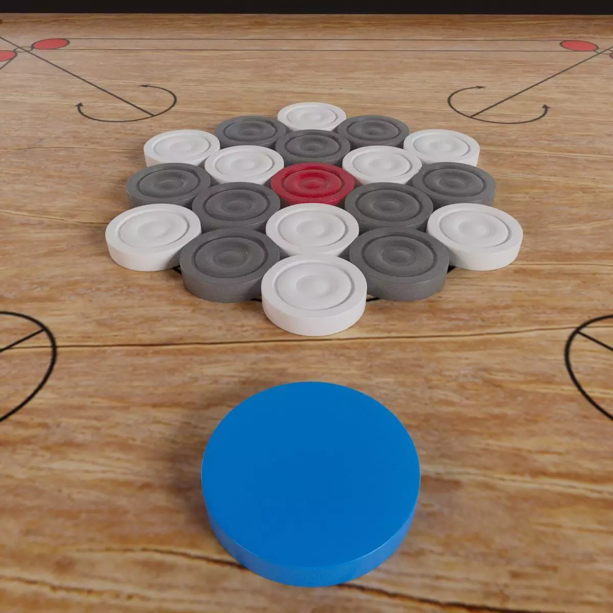 Carroms Full Set 3D model_0