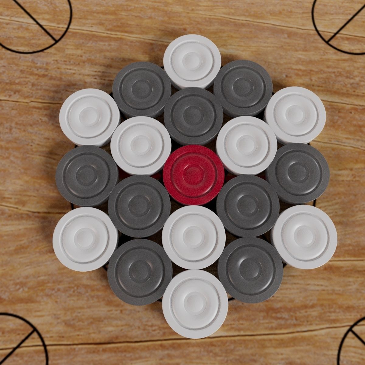 Carroms Full Set 3D model_1