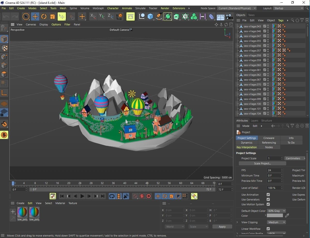 island 8 with trees and hot air balloons Low-poly 3D model_13