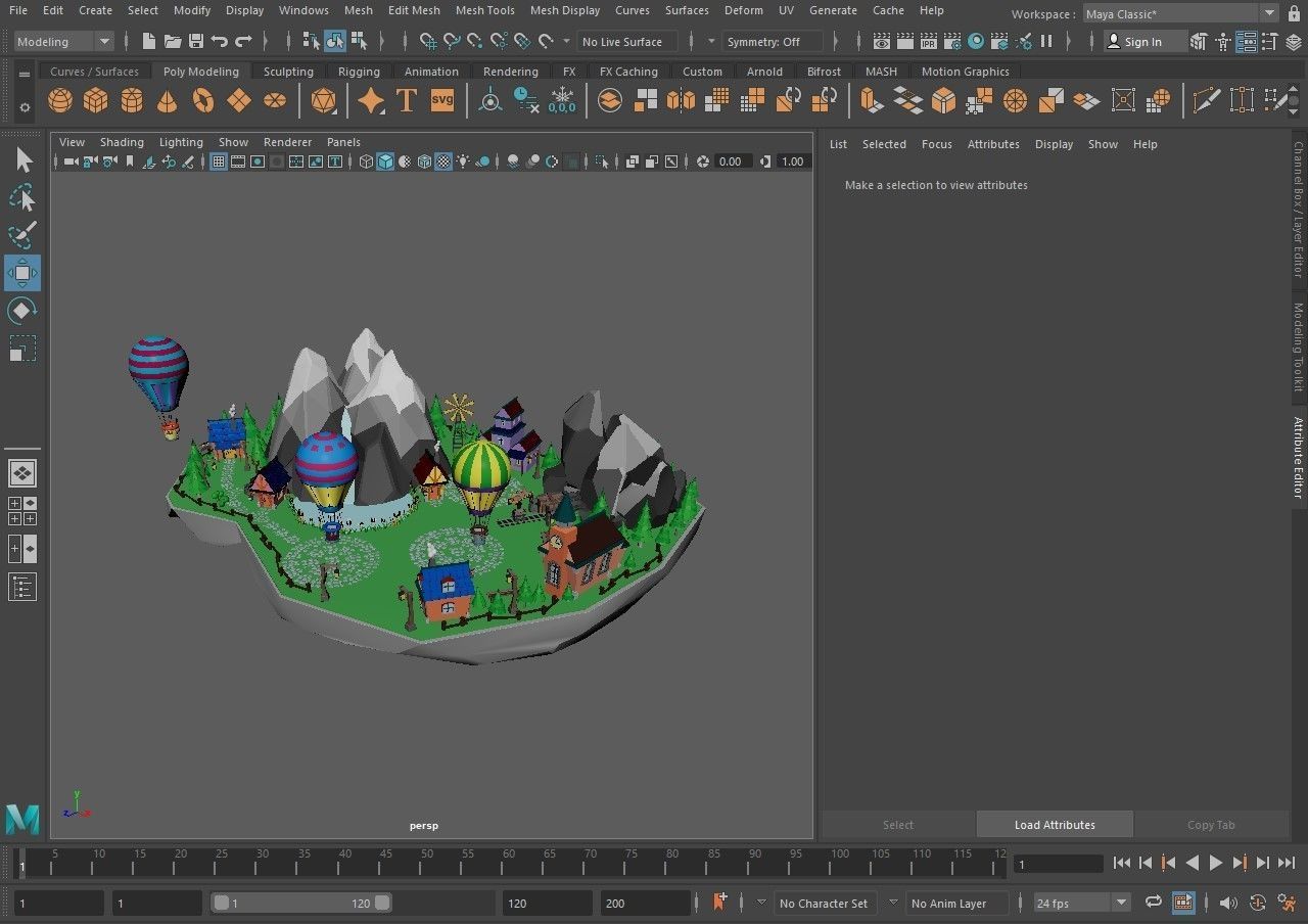 island 8 with trees and hot air balloons Low-poly 3D model_12
