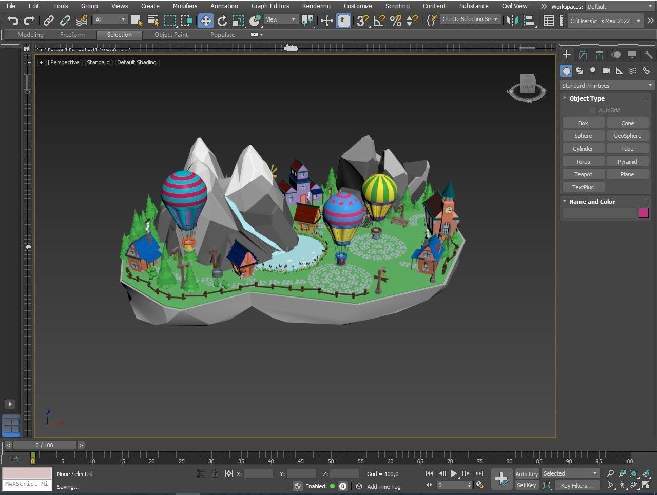 island 8 with trees and hot air balloons Low-poly 3D model_11