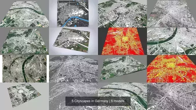 5 Cityscapes in Germany 3D Model Collection
