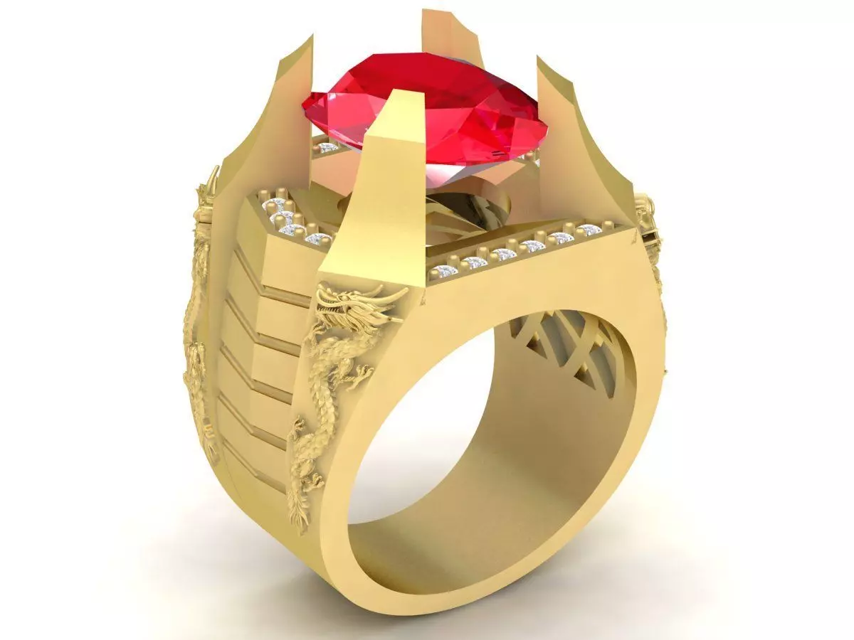 Luxury Oval Gemstone Men Ring Jewelry 3772 3D print model