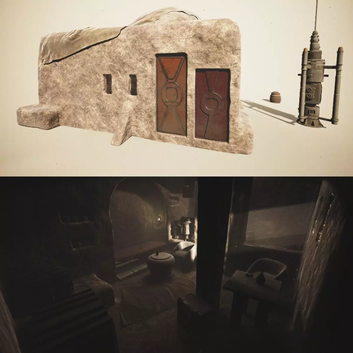 Abandoned house of Ben Kenobi PBR low-poly game ready Low-poly 3D model_0