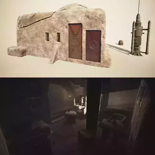 Abandoned house of Ben Kenobi PBR low-poly game ready Low-poly 3D model