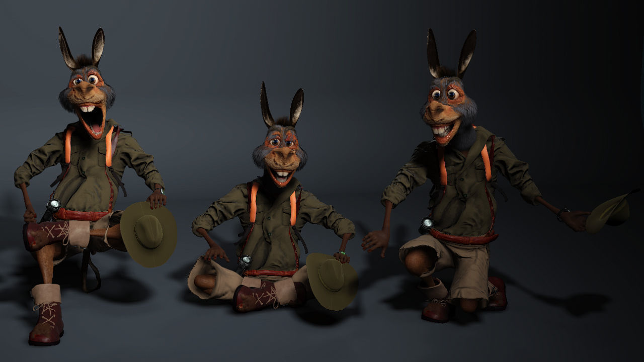 Donkey High quality character full Rigged and Animated  3D model_5