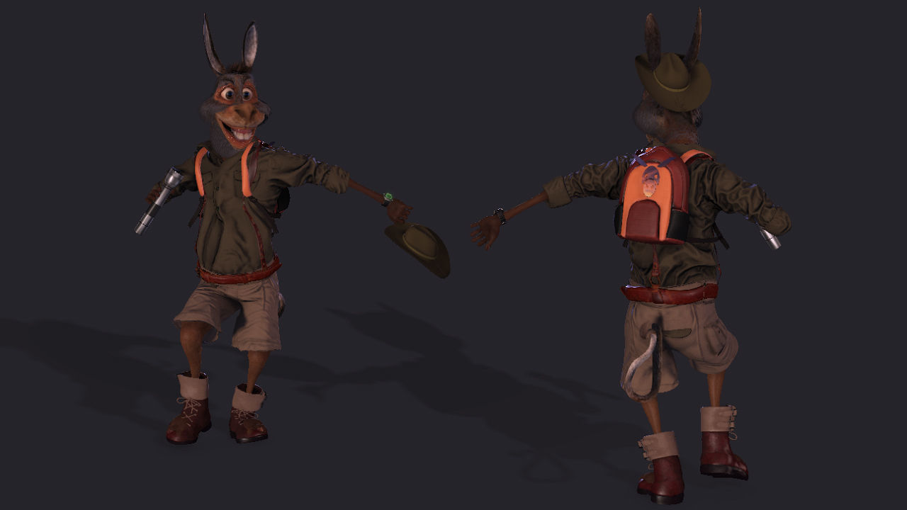Donkey High quality character full Rigged and Animated  3D model_7