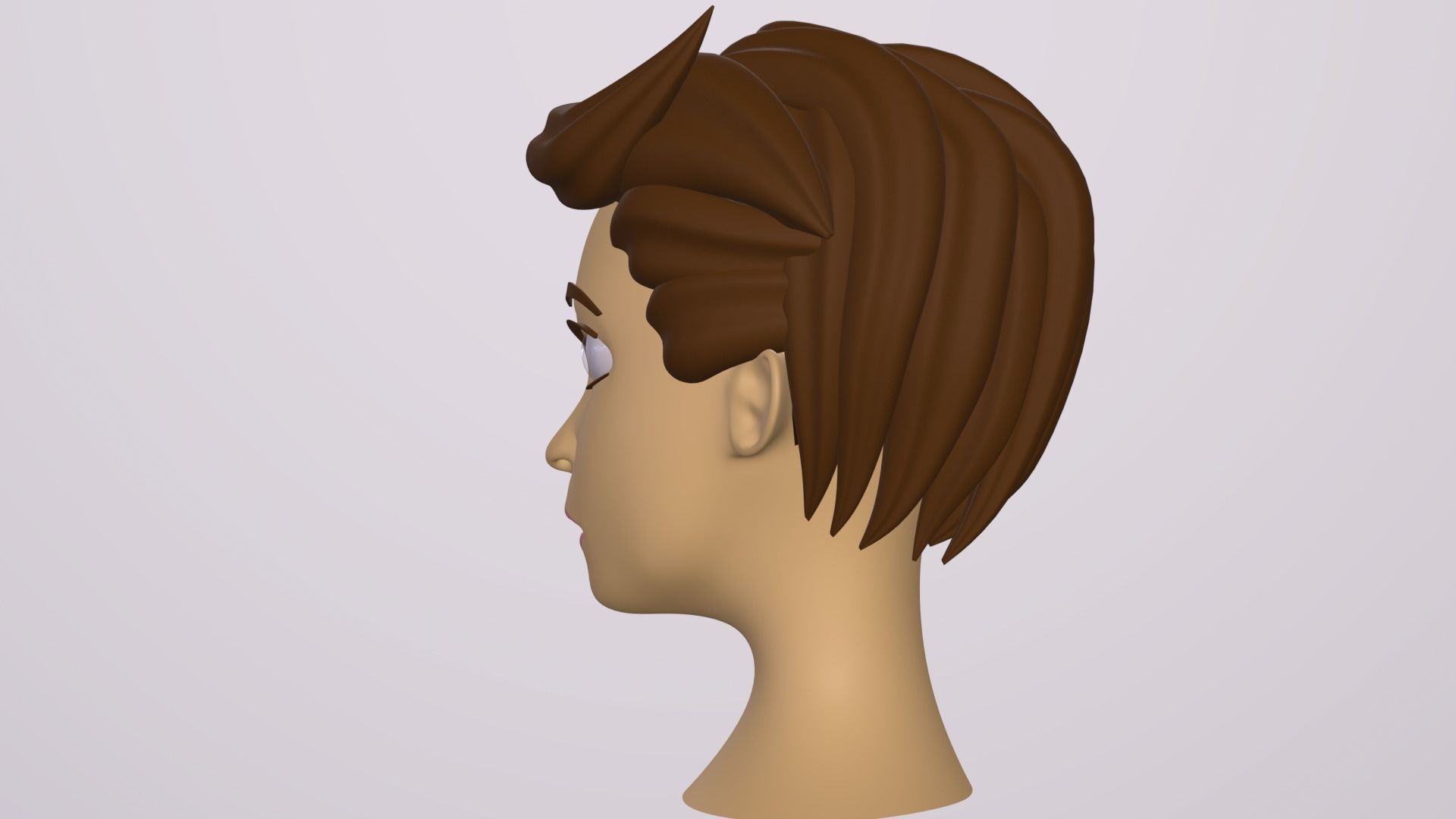 Male Head Stylized Base mesh with Hair in blender curve Low-poly 3D model_9