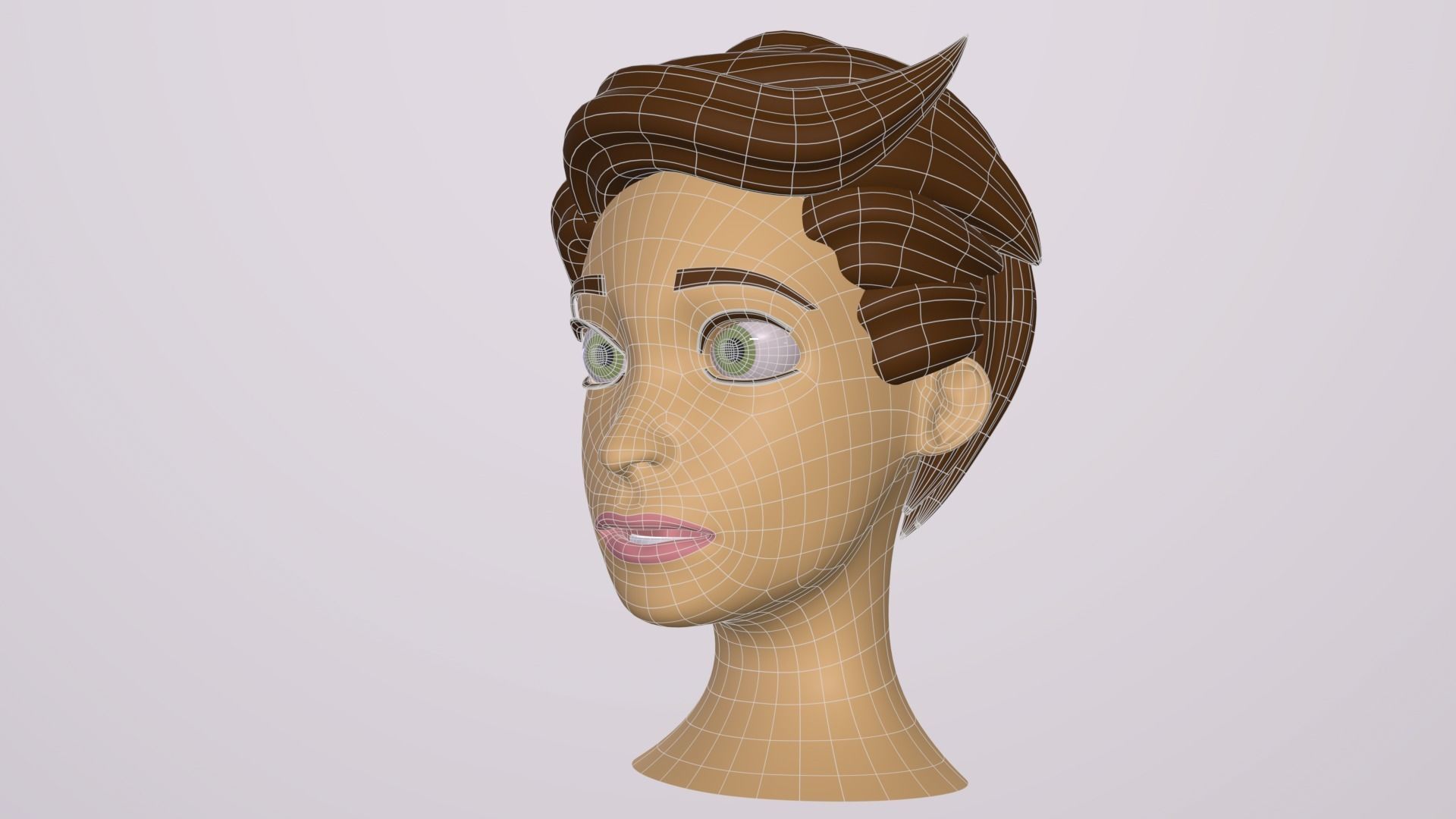 Male Head Stylized Base mesh with Hair in blender curve Low-poly 3D model_12