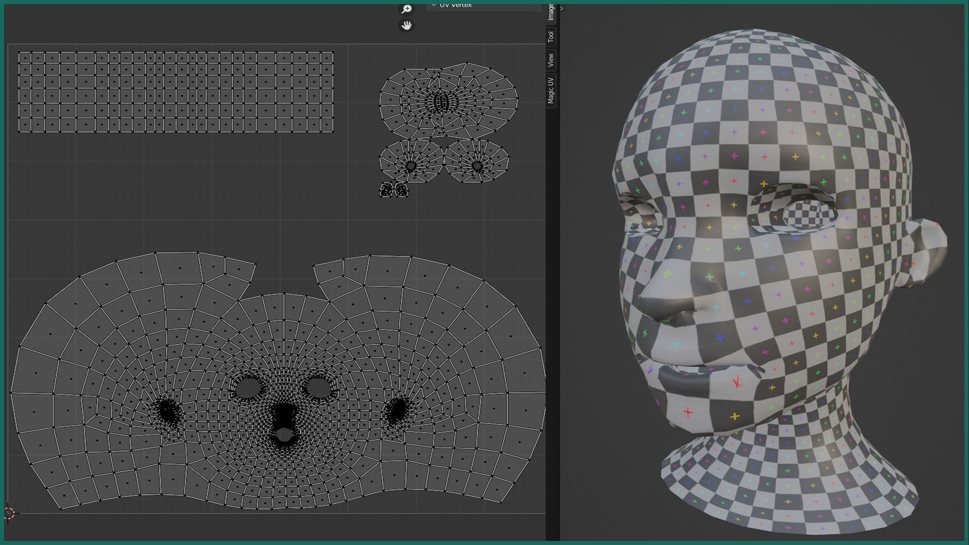 Male Head Stylized Base mesh with Hair in blender curve Low-poly 3D model_15
