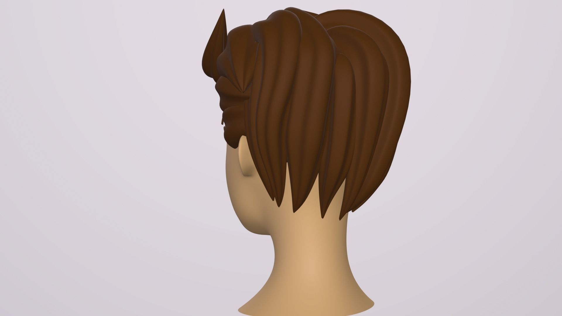Male Head Stylized Base mesh with Hair in blender curve Low-poly 3D model_8