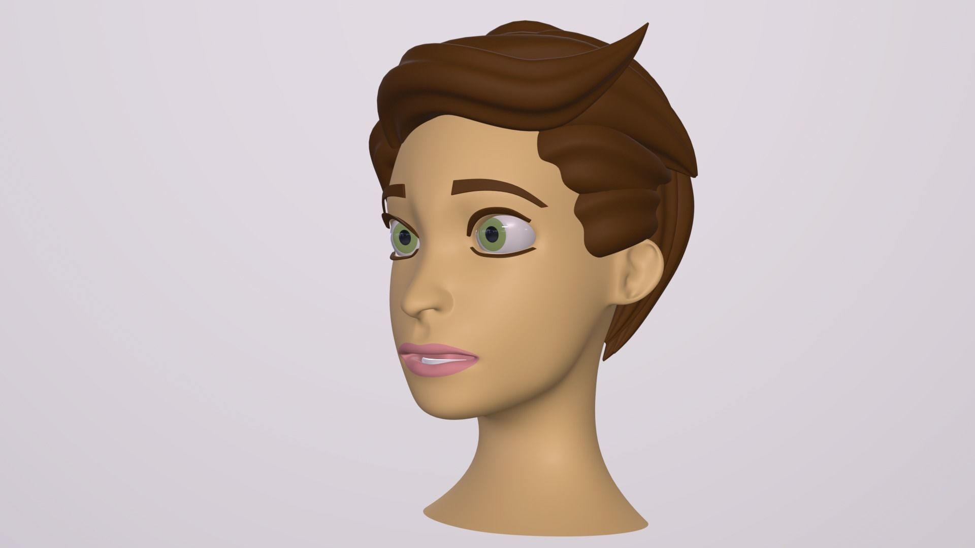Male Head Stylized Base mesh with Hair in blender curve Low-poly 3D model_11