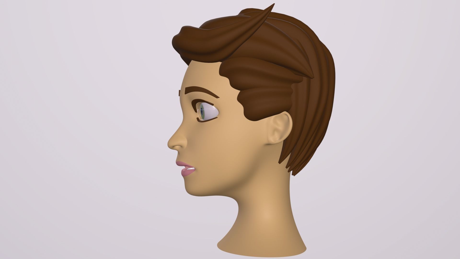 Male Head Stylized Base mesh with Hair in blender curve Low-poly 3D model_10
