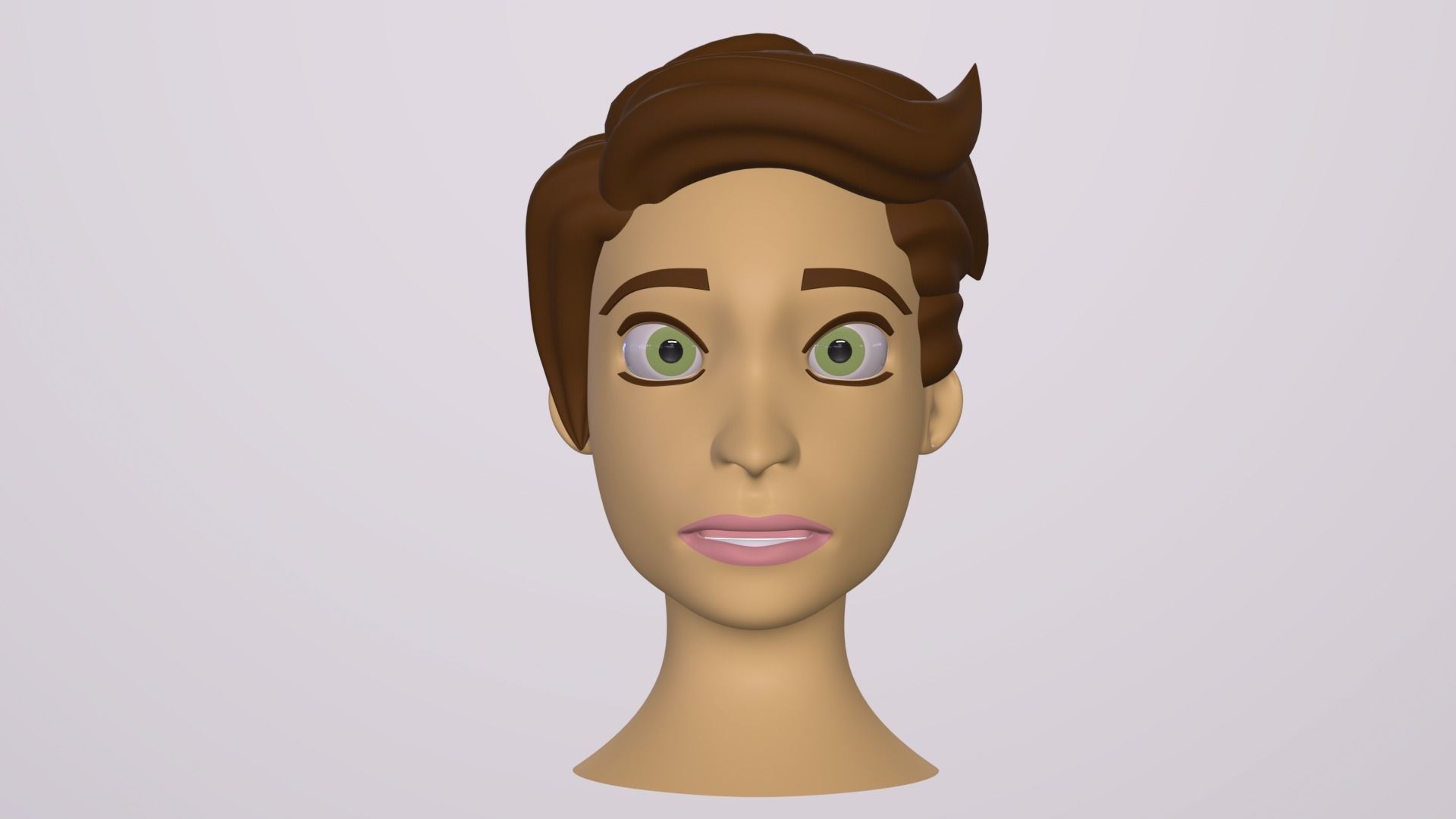 Male Head Stylized Base mesh with Hair in blender curve Low-poly 3D model_13