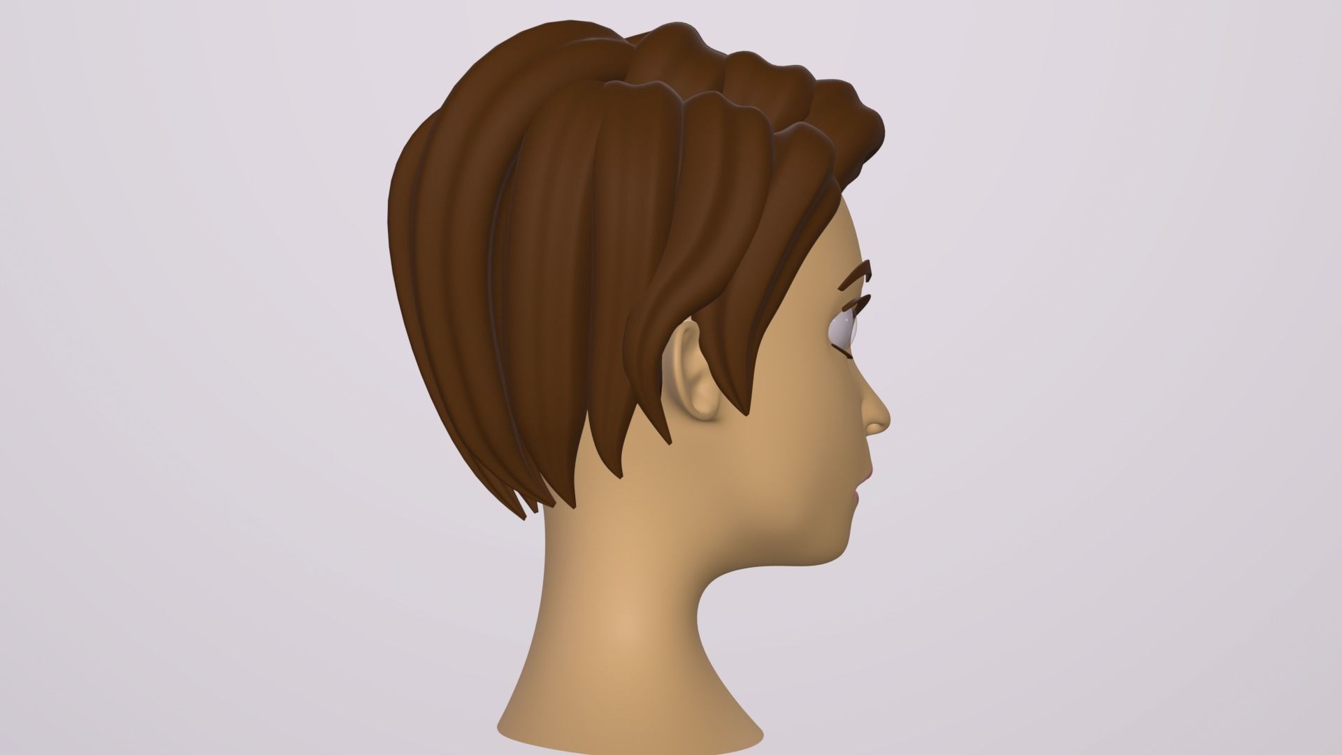 Male Head Stylized Base mesh with Hair in blender curve Low-poly 3D model_5